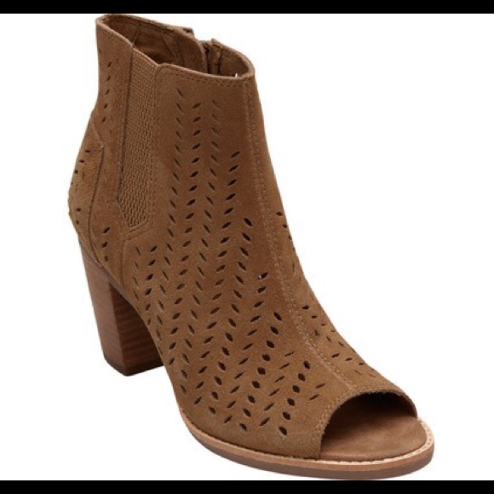 TOMS Perforated Leaf Majorca Peep Toe Booties